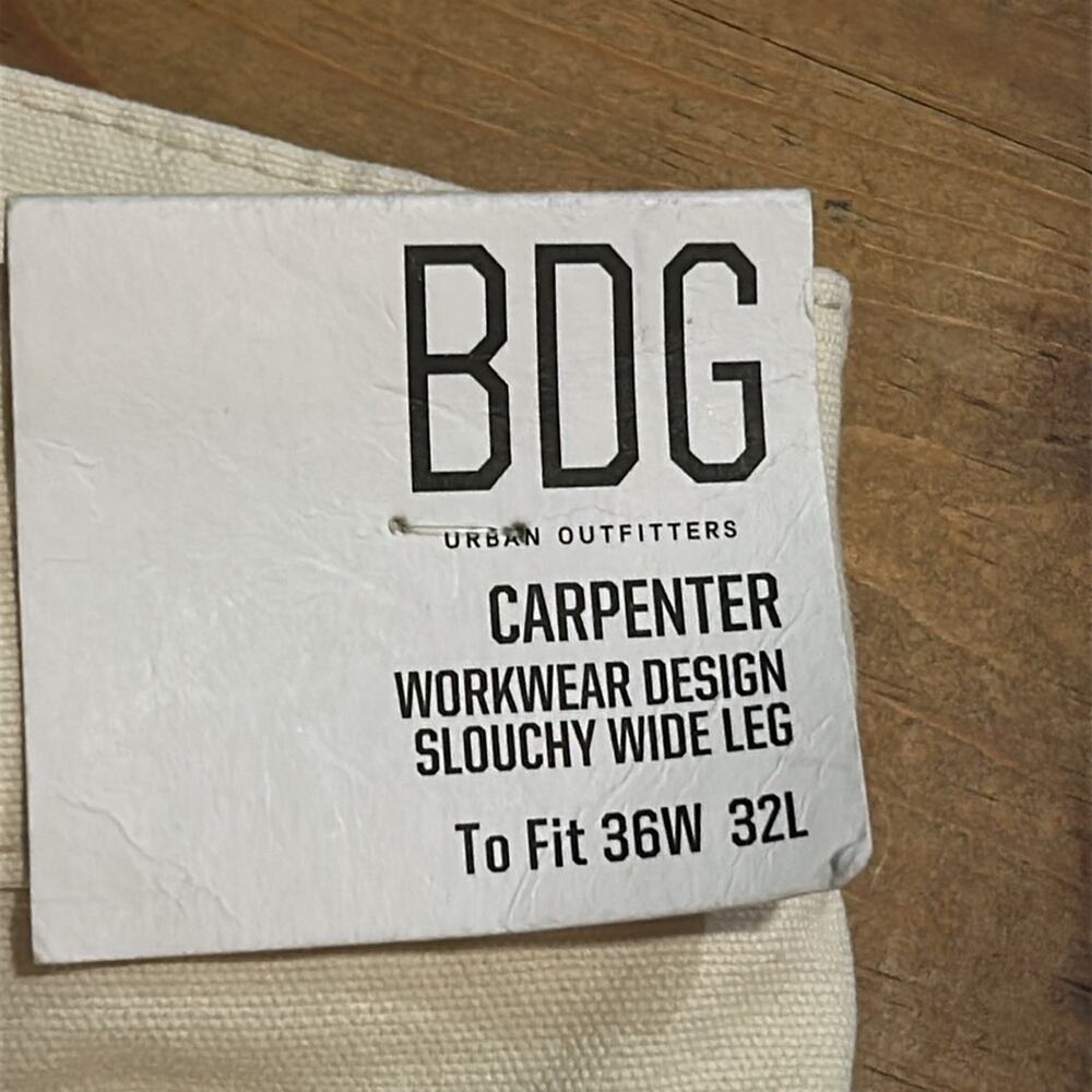 Mens BDG Urban Outfitters Carpenter Workwear Slouchy Wide Leg Cream Size 36 - Picture 8 of 12
